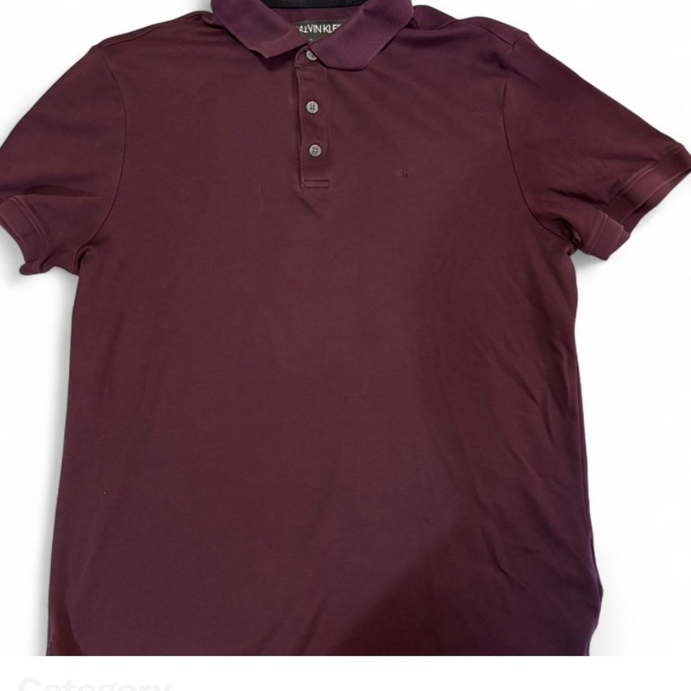 Calvin Klein Men’s Polo Shirt M | Burgundy Cotton Classic Fit - Picture 4 of 4